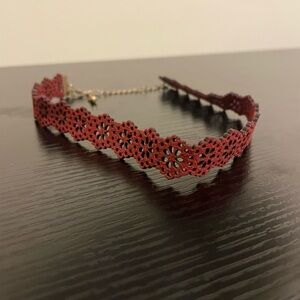 Burgundy floral choker